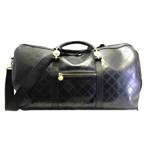 Versace black leather Boston duffle bag Black